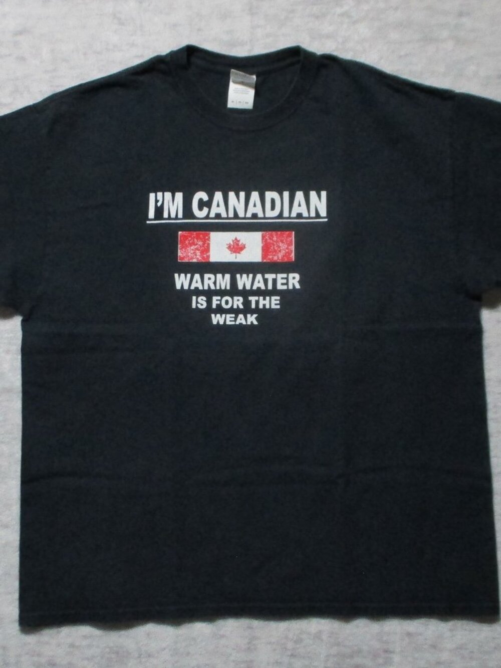 I'M CANADIAN Tshirt 'Warm Water is for the Weak' XL Black All Cotton